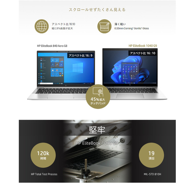 【新品】HP EliteBook 1040 G9 754L2PA#ABJ  Win11Pro  [Core i5 1245U 16GB 256GB 無線 カメラ Type-C　14型液晶(WUXGA)] :新品sub_image5