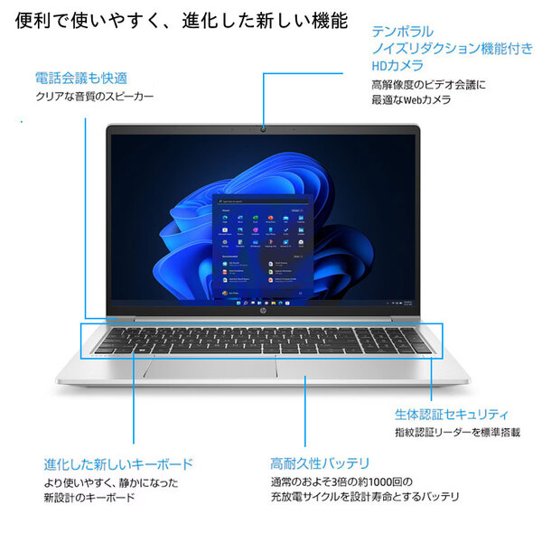 【新品】HP ProBook 450 G9 A07TJPA#ABJ 新品 ノート Office Windows11 第12世代 フルHD [Core i5 1235U 16GB SSD512GB 無線 カメラ テンキー 15.6型] :新品sub_image4