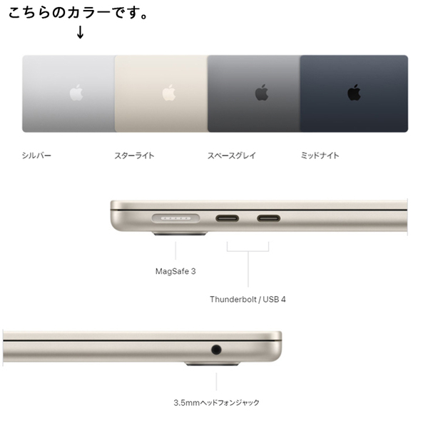 【中古パソコン 未開封品】Apple MacBook Air 13.6inch MLXY3J/A A2681 2022 TouchID [Apple M2 8コア メモリ8GB SSD256GB 無線 BT カメラ 13.6 Silver 純箱] :未開封品sub_image6