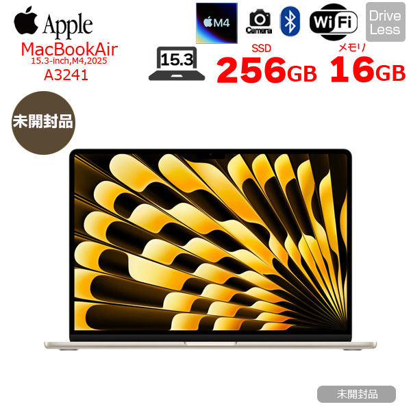 【未使用品】Apple MacBook Air 15.3inch MW1J3J/A A3241 2025 TouchID [Apple M4 10コア 16GB SSD256GB 無線 BT カメラ 15.3型 Starlight 純箱 ] :未使用品sub_image1