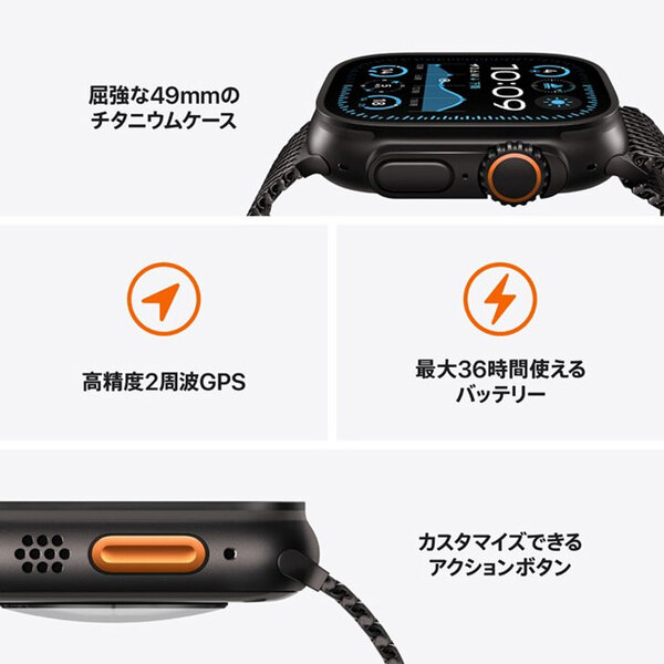【中古 SIMフリー】アップルウォッチ Apple Watch Ultra 2(GPS-セルラー)49mm 3M577J/A　A2986 [ナチュラル/チタニウムケース ブルーオーシャンバンド] :美品sub_image2