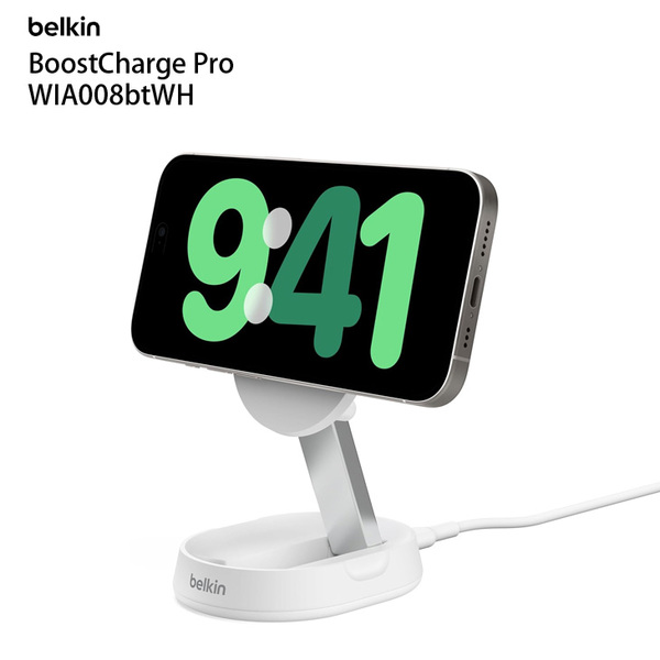 【新品】Belkin　WIA008btWH　ワイヤレス充電スタンド MagSafe対応 Qi2公式認証 iPhone スマートフォン(最大15W高速充電) スタンド&パッド切り替え 角度調整 コンパクト　iOSスタンバイモード対応　ホワイト　送料無料sub_image1