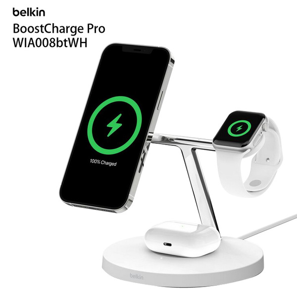 【新品】Belkin WIZ009dqWH MagSafe充電器 最大15W高速充電 ワイヤレス充電器  iPhone15 / 14 / 13 / 12 / AppleWatchやAirPodsにも対応 ホワイト 送料無料sub_image1