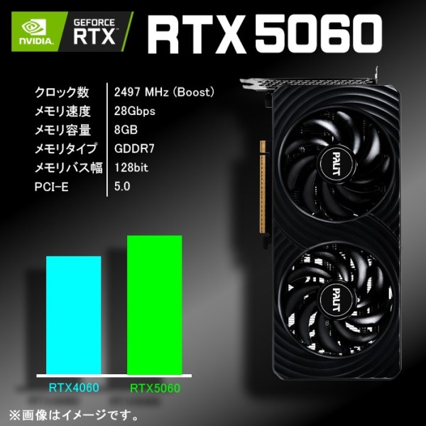 ゲーミングPC デスクトップ ブラック GeForce RTX5060 Intel Core Ultra5 225F Win11 SSD500GB メモリ16GBsub_image5