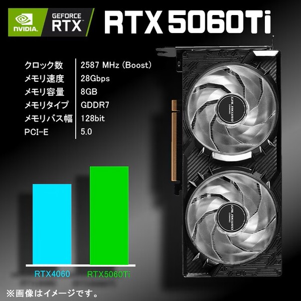 ゲーミングPC デスクトップパソコン ブラック GeForce RTX5060Ti AMD Ryzen7 7700 Win11 SSD500GB メモリ16GB PASOUL 新品1年保証sub_image5
