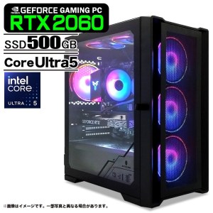 ゲーミングPC デスクトップ ブラック メッシュ GeForce RTX2060 Intel Core Ultra5 225F Win11 SSD500GB メモリ16GB
