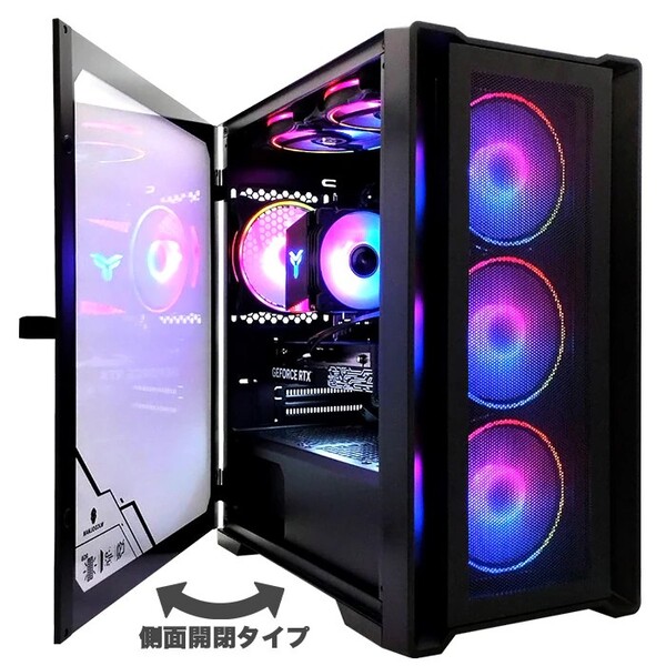 ゲーミングPC デスクトップパソコン ブラック メッシュ GeForce RTX5060Ti AMD Ryzen5 5600GT Win11 SSD500GB メモリ16GB PASOUL 煌sub_image4