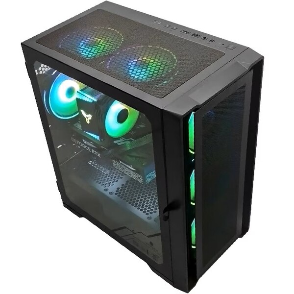 ゲーミングPC デスクトップパソコン ブラック メッシュ AMD Radeon RX7600XT AMD Ryzen7 5700X Win11 SSD500GB メモリ16GB PASOUL 一年保証:新品sub_image1