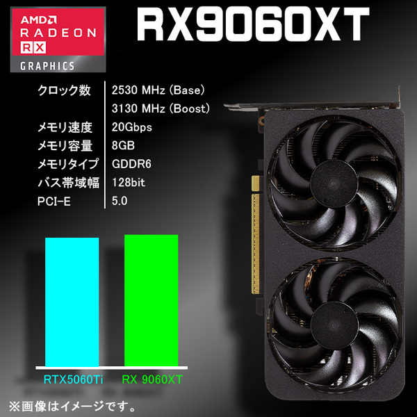 ゲーミングPC デスクトップパソコン ブラック メッシュ AMD Radeon RX9060XT AMD Ryzen7 5700X Win11 SSD500GB メモリ16GB 新品1年保証sub_image4