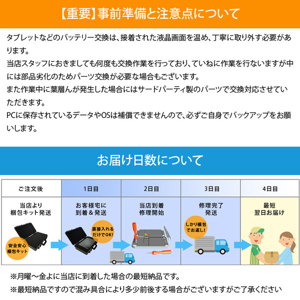 【バッテリー交換が無料梱包キットでらくらく解決!】Microsoft Surface Pro7+ バッテリー交換　Surface　内蔵バッテリー交換 安心の6カ月補償sub_image4