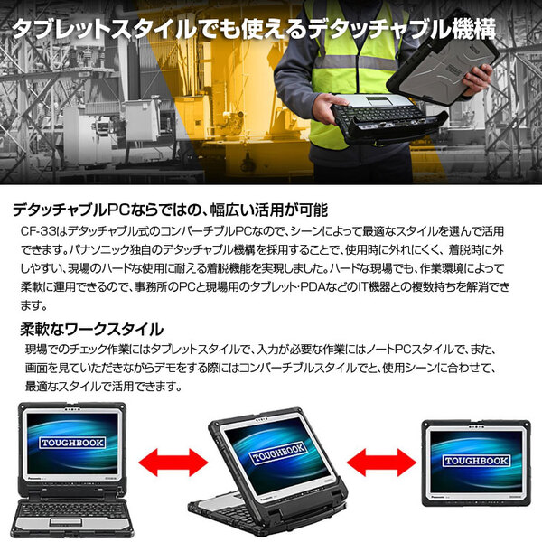 Panasonic TOUGHBOOK タフブック CF-33ABHAQVJ 使用時間3420時間 現場で活躍 Office [Corei5 7300U 8GB SSD256GB WWAN 無線 BT 12型]:アウトレットsub_image4