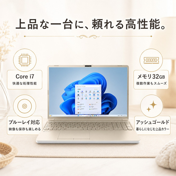 【純箱入り良品】東芝 dynabook AZ/MY ノート Office Win11 第13世代 テンキー [core i7 1335U メモリ32GB SSD512GB BD カメラ16型 ゴールドsub_image2