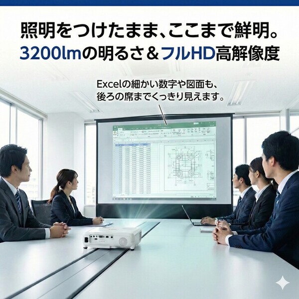 【レンタル】EPSON 液晶プロジェクター EB-1795F 3200lm 解像度FullHD 3LCD方式 1.8kg リモコン/ケース付sub_image2