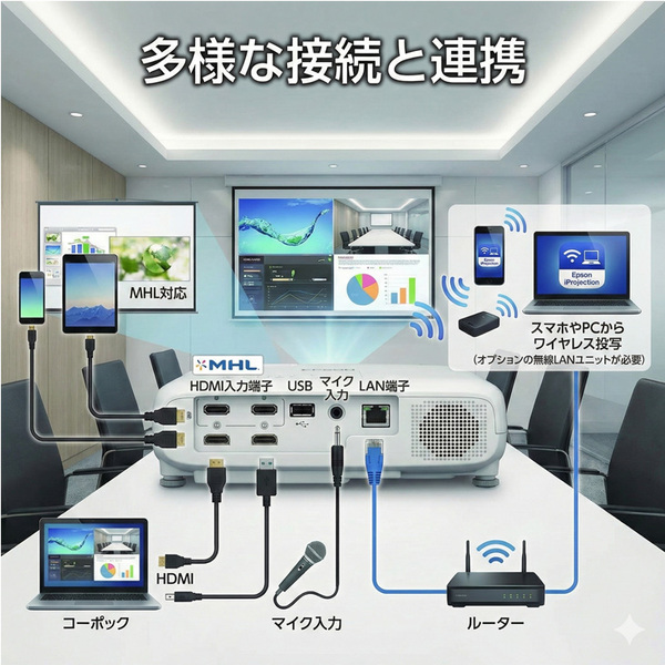 【中古】EPSON 液晶プロジェクター 使用時間200時間以下 EB-990U 3800lm 解像度WUXGA 3LCD方式 3.2kg リモコン/ケース付:良品sub_image4