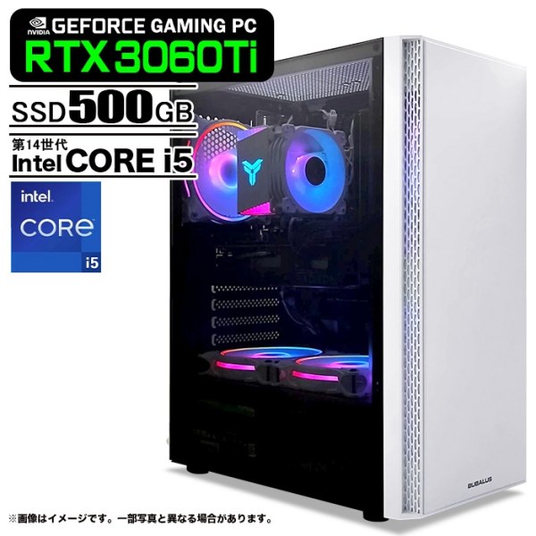 ゲーミングPC デスクトップ U3 GeForce RTX3060Ti 第14世代 Intel Corei5 14400F Win11 SSD500GB メモリ16GB