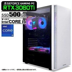 ゲーミングPC デスクトップ U3 GeForce RTX3060Ti 第14世代 Intel Corei5 14400F Win11 SSD500GB メモリ16GB