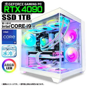 ゲーミングPC 白色海景房シームレス HJF-ATX(WH)水冷 GeForce RTX4090 第13世代 Corei9 13900KF Win10/11変更可 NVMe M.2 SSD1TB 32GB eスポーツ PASOUL 極