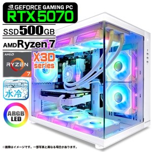 ゲーミングPC デスクトップ 海景房 GMQ360 ホワイト GeForce RTX5070 AMD Ryzen7 9800X3D Win11 SSD500GB メモリ32GB CPU水冷ファン