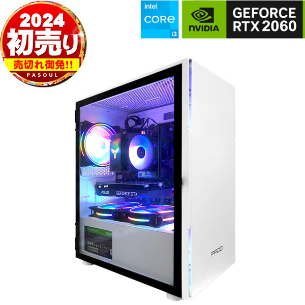 2024初売り ゲーミングPC ホワイト プレーン GeForce RTX2060 Corei3 12100F SSD500GB メモリ8GB eスポーツ PASOUL 煌 1年保証sub_image1