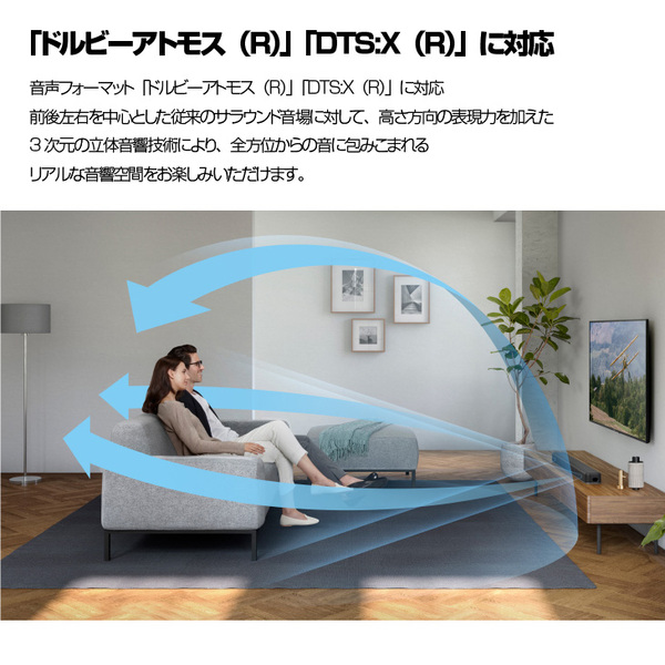 SONY HT-X8500 サウンドバー　高性能スピーカー Alexa 3Dサラウンド Bluetooth Wi-Fi HDMI テレビ　音楽を簡単ストリーミング　Wi-Fi アウトレット　送料無料　sub_image2