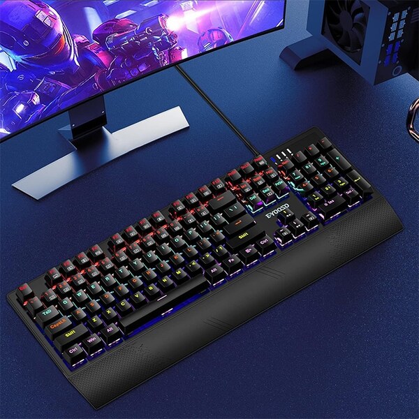 E-YOOSO ゲーミングキーボード K-662 ブラック 茶軸 テンキーモデル US配列有線キーボード LEDライト 光る バックライト付 PC/Windows/Mac OS対応 ゲーミング用sub_image6