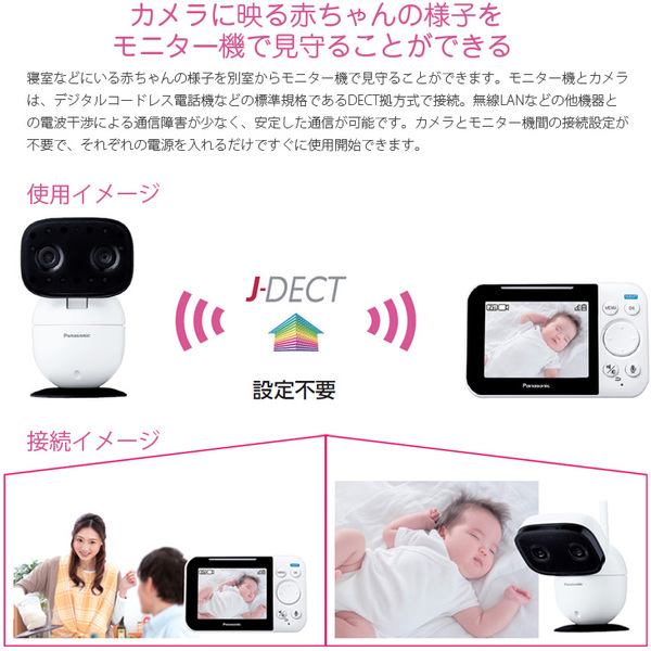 【マザーズセレクション大賞】【中古壁掛け×】Panasonic  KX-HC705-W　ベビーモニター WiFI設定不要 J-DECT 赤ちゃん 見守り おやすみ音搭載 ナイトモードsub_image2