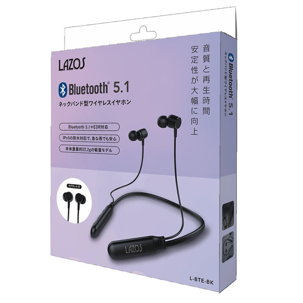 Lazos　ラソス ネックバンド型ワイヤレスイヤホン ブラック L-BTE-BKsub_image2