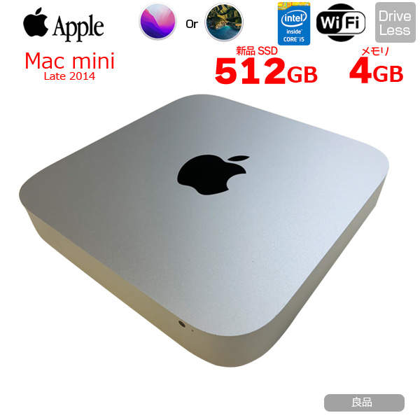 【中古パソコン】Apple Mac mini MGEM2J/A  Late 2014 A1347 小型デスクトップ 選べるOS Monterey or Bigsur  [Corei5 4260U 1.4GHz SSD512GB 4GB 無線 BT]:良品sub_image1