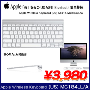 Apple アップル 純正  Wireless Keyboard (US) MC184LL/A　英語配列キーボード A1314 Bluetooth 中古