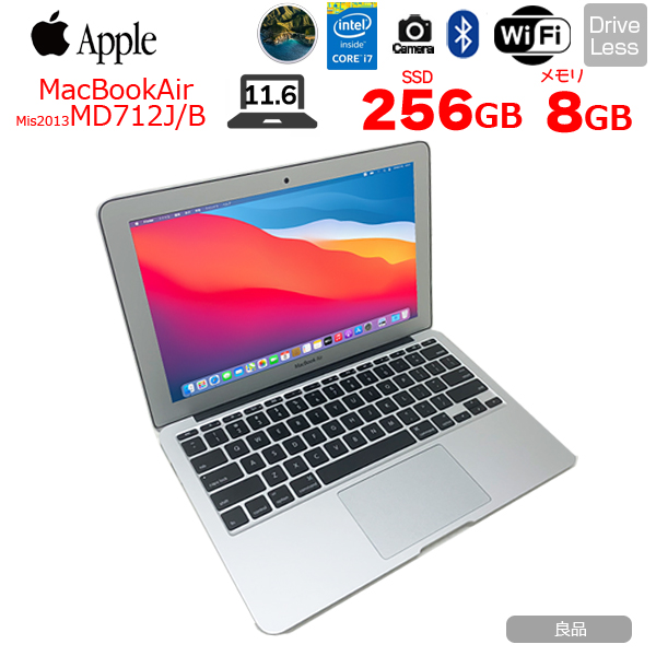 Apple MacBook Air 11.6inch MD712J/B A1465 Mid 2013 USキー [core i7 4650U 8G SSD256GB 無線 BT カメラ 11.6インチ BigSur 11.7] :良品sub_image1