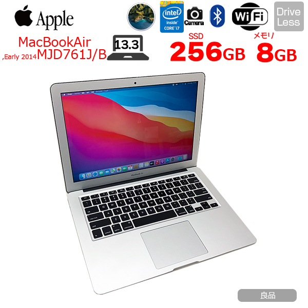 Apple MacBook Air_13.3inch MD761J/B A1466 Early 2014 USキー [core i7 4650U 1.7GHz 8G SSD256GB 無線 BT カメラ 13.3 BigSur 11] :アウトレットsub_image1