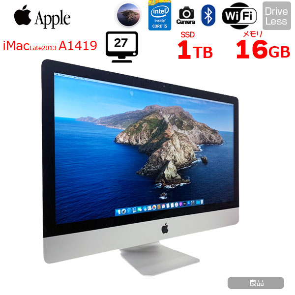 【SSD換装済】Apple iMac 27inch ME089J/A A1419 Late 2013 一体型 [Core i5 4670 3.4GHz メモリ16GB SSD1TB  無線 BT カメラ Catalina 10.15.7 ]:良品sub_image1