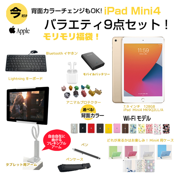 【中古iPad iPadMini4 便利に使える付属品付もりもり9点福袋 】Apple iPad mini4 MK9Q2LL/A Wi-Fiモデル 128GB 選べるカラー OS 15.7.5sub_image2
