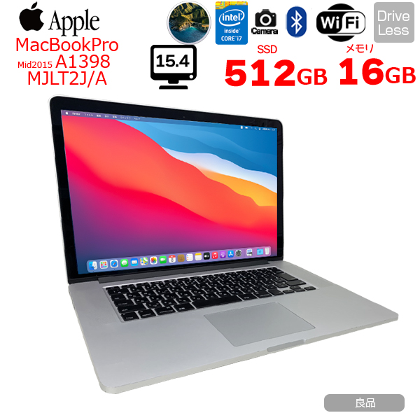 【中古パソコン】Apple Macbook Pro MJLT2J/A A1398　Mid2015 [core i7 4870HQ 2.5GHz 16G SSD 512GB 無線 BT 15.4インチ macOS BigSur 11.6] :良品sub_image1