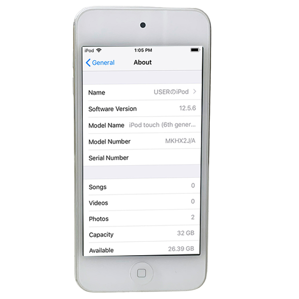 【新品バッテリに交換済】Apple iPod touch6 第6世代 MKHX2J/A [32GB 4インチRetinaディスプレイ Wi-Fi カメラ iOS12.5.6 シルバー] :アウトレット 中古sub_image4