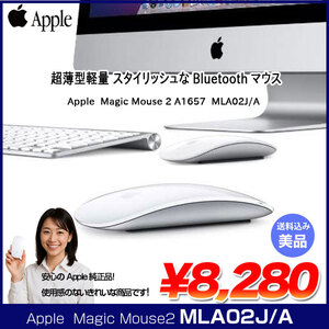 【中古美品】Apple アップル 純正 Magic Mouse2 マジックマウス2 MLA02J/A A1657 ワイヤレスマウス マルチタッチ Bluetooth マジックマウス 中古