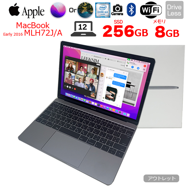 【新品バッテリに交換済】Apple MacBook 12inch MLH72J/A A1534 Retina Early 2016 スペースグレイ 選べるOS Monterey or Bigsur [CoreM3 1.1GHz 8G 256G 無線 BT カメラ] :アウトレットsub_image1