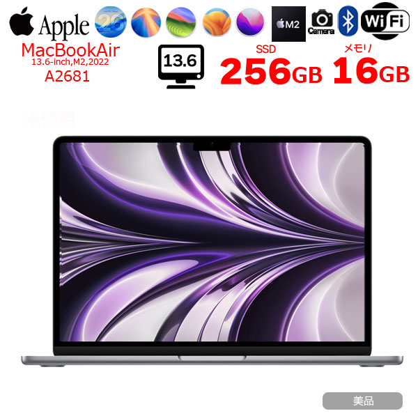 【中古パソコン】Apple MacBook Air 13.6inch MLXW3J/A A2681 2022 選べるOS TouchID [Apple M2 8コア 16GB 256GB 無線 BT カメラ 13.6 Space Gray] :美品sub_image1