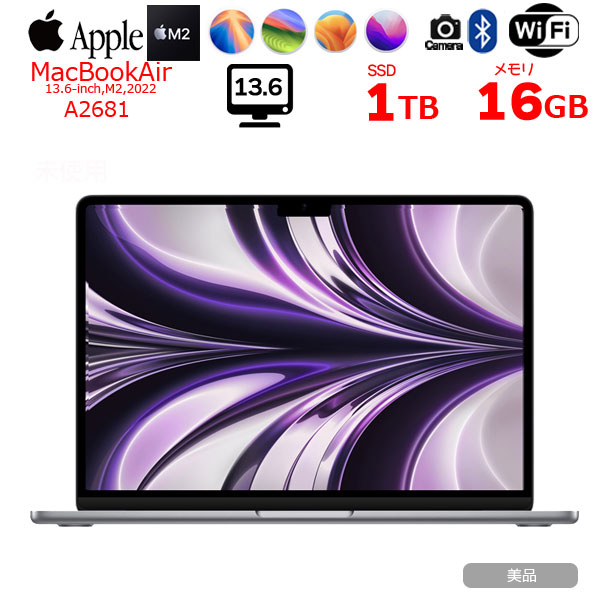 Apple MacBook Air 13.6inch MLXX3J/A A2681 2022 選べるOS TouchID [Apple M2 8コア 16GB SSD1TB 無線 BT カメラ 13.6 Space Gray 純箱] :美品sub_image1