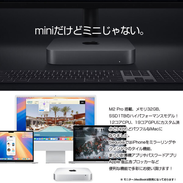Apple Mac mini MNH73J/A  A2686 M2 2023 小型デスク 選べるOS [Apple M2 Pro 12コアCPU 19コアGPU メモリ32GB SSD1TB 無線 BT シルバー ]:美品sub_image3