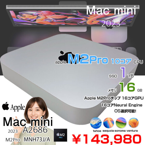 Apple Mac mini MNH73J/A A2686 M2 Pro 2023 小型デスク 選べるOS [Apple M2 Pro 10コア メモリ16GB SSD1TB 無線 BT シルバー ]:良品
