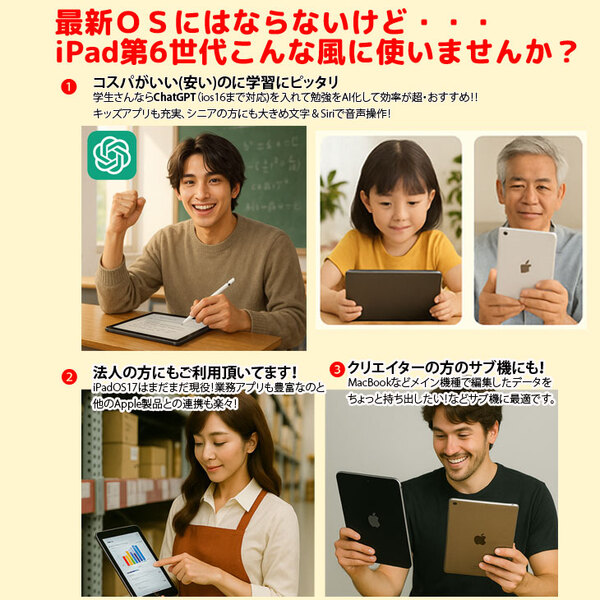 【中古iPad 】【SIMフリー】Apple iPad6 第6 MR6P2J/A  Wi-Fi+ Cel 2018 32GB A1954 [ A10 9.7インチ iPadOS 17.7.5 シルバー ] :良品sub_image2