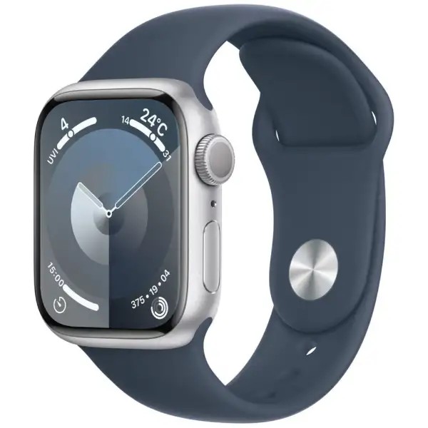 【中古】Apple Watch Series 9(GPS)41mm MR913J/A A2982　シルバーアルミニウム+ストームブルースポーツバンド(M/L) アップルウォッチ　純箱なし :良品sub_image2