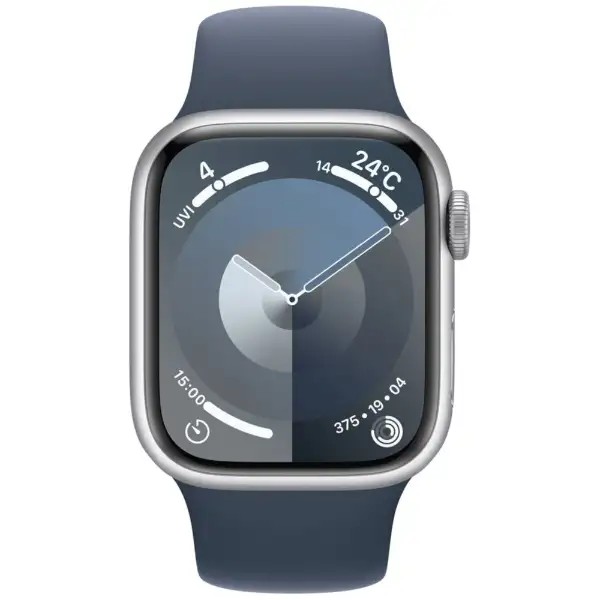 【中古】Apple Watch Series 9(GPS)41mm MR913J/A A2982　シルバーアルミニウム+ストームブルースポーツバンド(M/L) アップルウォッチ　純箱なし :良品sub_image3