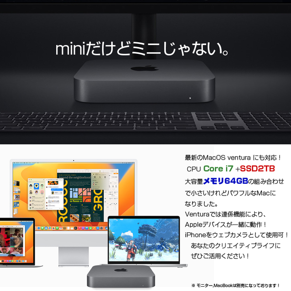 Apple Mac mini MRTT2J/A A1993 2018 小型デスク 選べるOS [Core i7 8700B 3.2GHz メモリ64GB SSD2TB 無線 BT スペースグレイ]:良品sub_image3