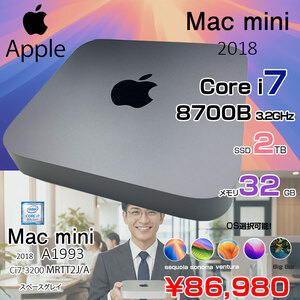 Mac mini MRTT2J/A A1993 2018 小型デスク 選べるOS