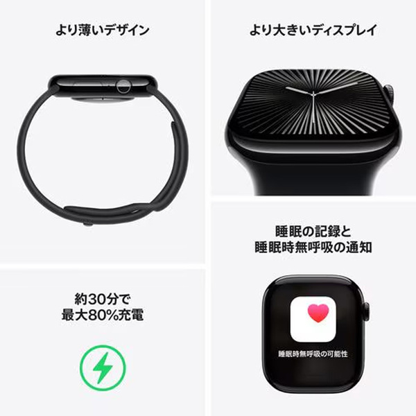 【中古】Apple Watch 10 (GPSモデル)42mm MWWE3J/A　A2997 [ジェットブラックアルミニウムケース スポーツバンド(S/M)] アップルウォッチ10 :良品sub_image4