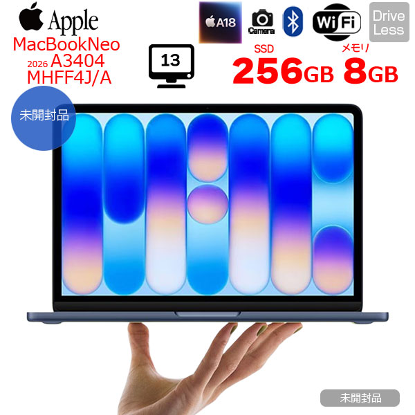 【未開封】Apple MacBook Neo 13inch MHFF4J/A A3404 2026 TouchID [Apple A18Pro 6コア メモリ8GB SSD256GB 無線 BT カメラ 13型 Indigo ] :未開封品sub_image1