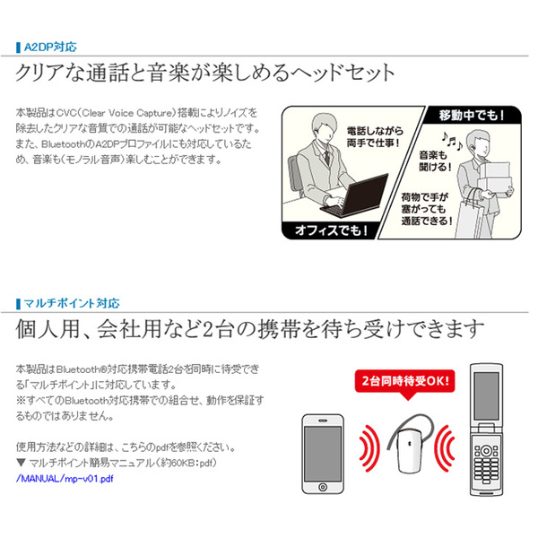 Logitec LBT-PCHS400MBK クリアな通話と音楽 超小型 ハンズフリーヘッドセット Bluetooth3.0 ブラック:新品 送料無料sub_image4