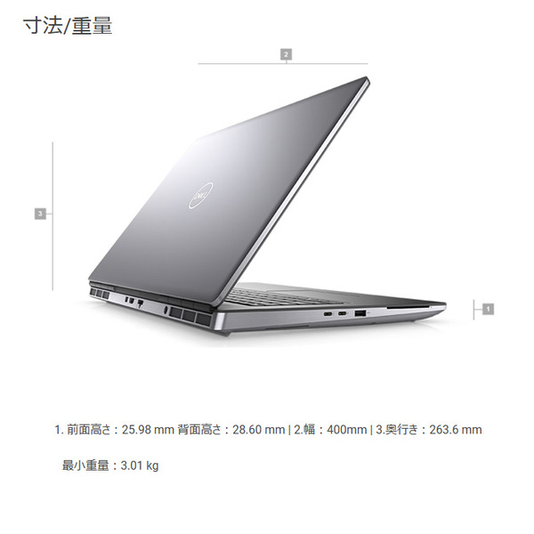 DELL 17.3型 PRECISION 7760 中古 ノート Office Win11 Quadro RTX　A3000搭載 [Corei7 11850H 32GB SSD512GB カメラ USキー テンキー 無線 BT]:良品sub_image4